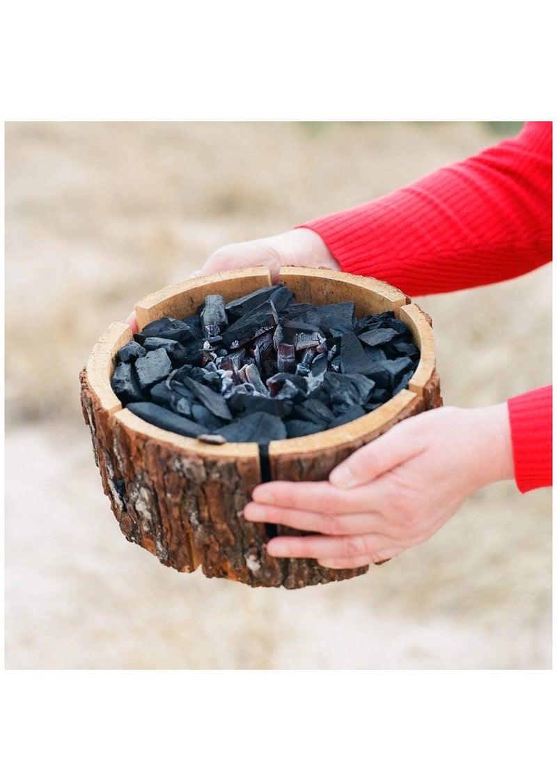 Eco-friendly Charcoal Grill with Wood and Wick - Natural Bark, Organic Charcoal, Zero-Waste, Sustainable Grilling, and Green Barbecue