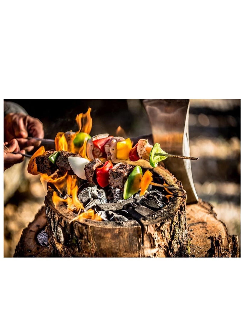 Eco-friendly Charcoal Grill with Wood and Wick - Natural Bark, Organic Charcoal, Zero-Waste, Sustainable Grilling, and Green Barbecue