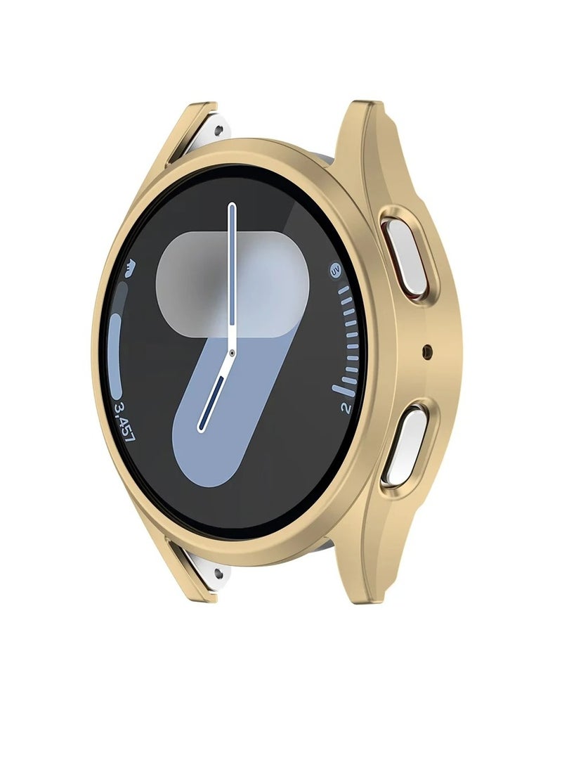 جراب Galaxy Watch 7، إطار من البولي كربونات الممتص للصدمات، هيكل صلب واقٍ، مضاد للخدش ومتين بتغطية كاملة لساعة Galaxy Watch 7، (قطعة واحدة، 40 مم، ذهبي) - Image 1