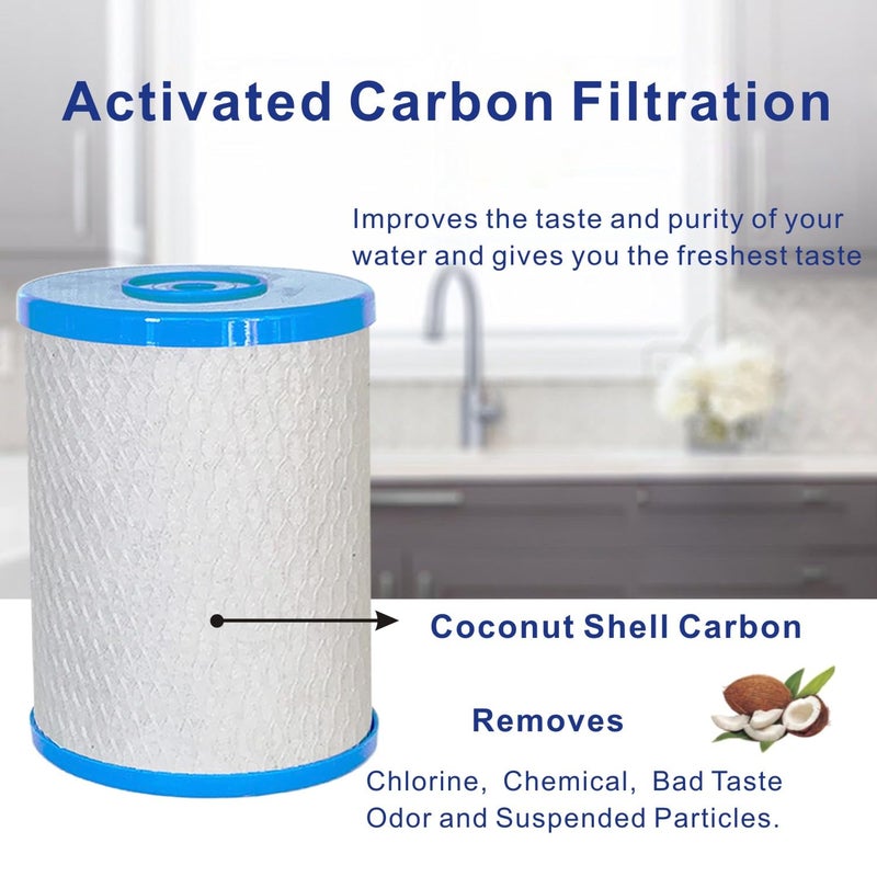 FILSADAE Replacement Water Filter Compatible with CB6 Carbon Block Filters for MP and MPC System, 0.5 Micron with 1/4" Female NPT, 4.5" Diameter, 6.5" Height, 1 PACK - Image 2