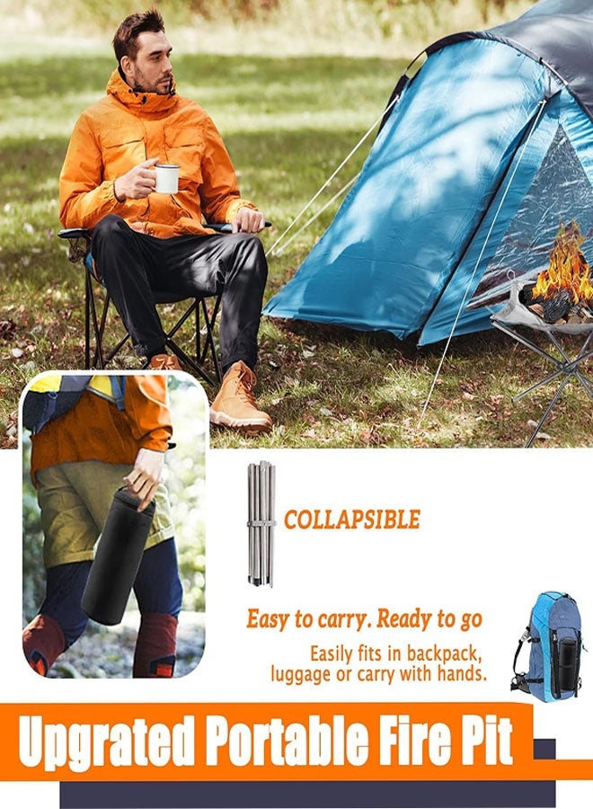 Portable Outdoor Fire Pit, 22 inch Foldable Stainless Steel Mesh Fire Pit Fireplace BBQ Fire Bowl for Patio Backyard Garden Camping Picnics Bonfire - with Heat Resistant Gloves & Carrying Bag - Image 5