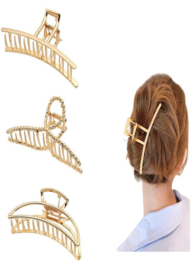 إكسسوارات شعر RHOSYN، مشابك شعر ذهبية معدنية مستطيلة الشكل، 3 قطع، مشابك تثبيت قوية، حاملات ذيل حصان أنيقة للفتيات والسيدات - Image 1