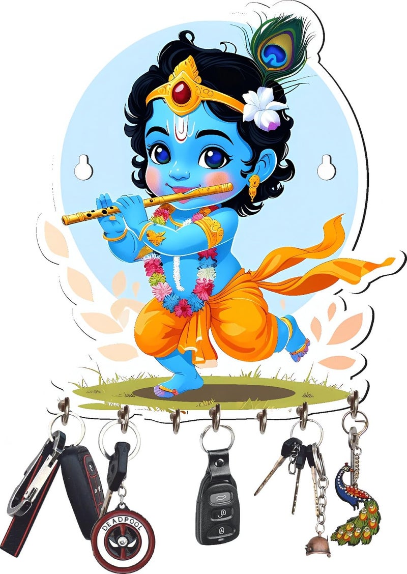 Webelkart Premium Cute Krishna Key Holder for Home/Office Decor/Key Hanger for Wall Decor,Decorative Item for Home (Baby Krishna) - Image 1