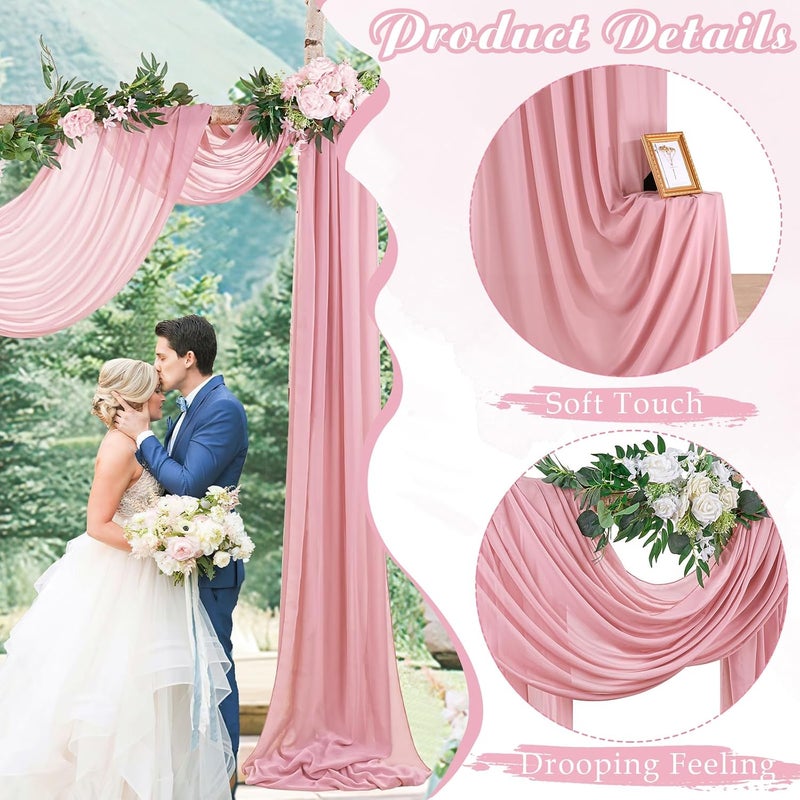 SoarDream Dusty Rose Wedding Drapes 2 Panels 6 Yards Sheer Backdrop Curtains for Bridal Shower Wedding Arches for Ceremony Decorations - Image 4