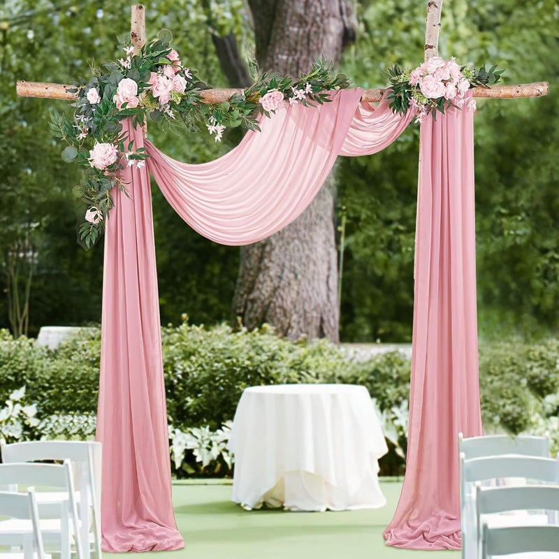 SoarDream Dusty Rose Wedding Drapes 2 Panels 6 Yards Sheer Backdrop Curtains for Bridal Shower Wedding Arches for Ceremony Decorations - Image 1