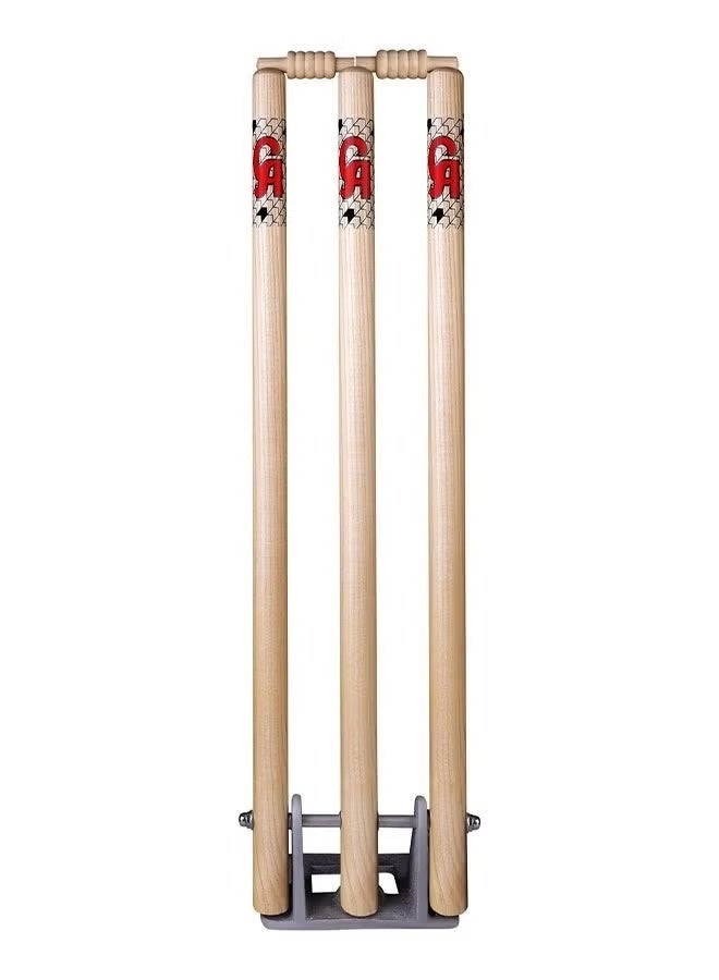 CA Sports Wooden Cricket Wicket Stumps with Spring Stand - Image 1