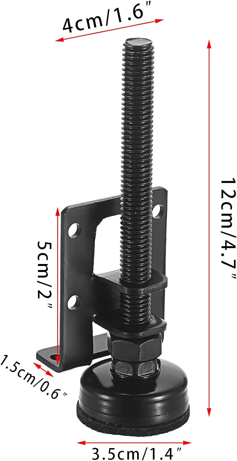 OwnMy 4 Packs Adjustable Furniture Leveling Feets L Shaped Furniture Levelers Legs, Heavy Duty Furniture Mounting Brackets Metal Furniture Leveling Feet for Workbench Cabinet Wardrobe, 4.7" H, Black - Image 3