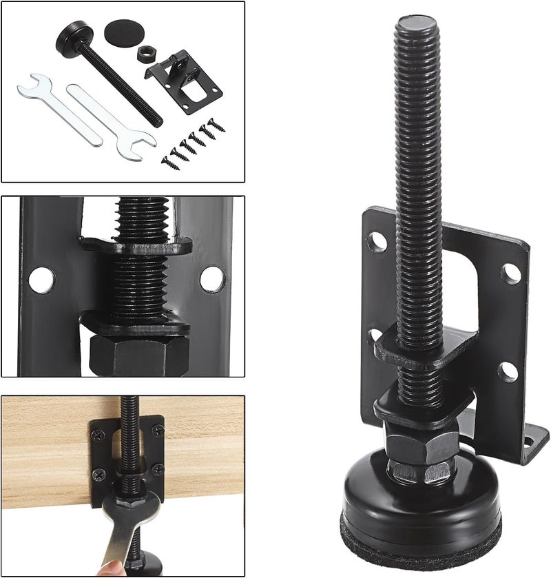 OwnMy 4 Packs Adjustable Furniture Leveling Feets L Shaped Furniture Levelers Legs, Heavy Duty Furniture Mounting Brackets Metal Furniture Leveling Feet for Workbench Cabinet Wardrobe, 4.7" H, Black - Image 5