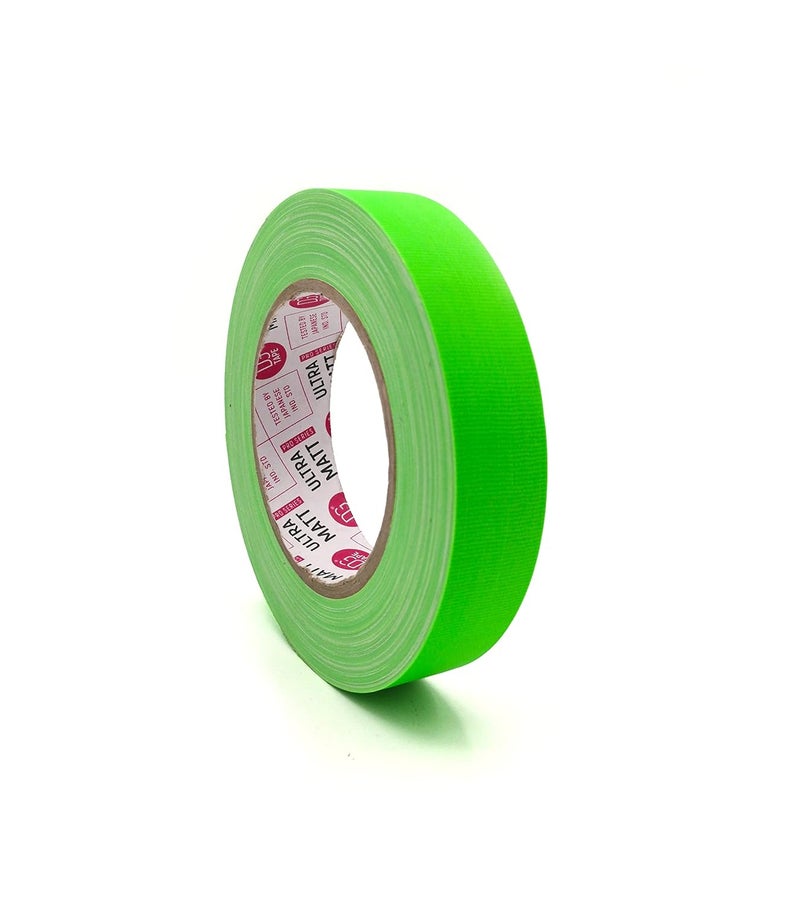 DGTAPE 1 inch x 30 ya Green Fluorescent Gaffer Tape. Easy Tear by Hand. LDPE Coat Matte Finish. USA ultraMATT Brand | Non Reflective. UV + Green NEON (UMF25/25/G - 1in X 30yard) - Image 1
