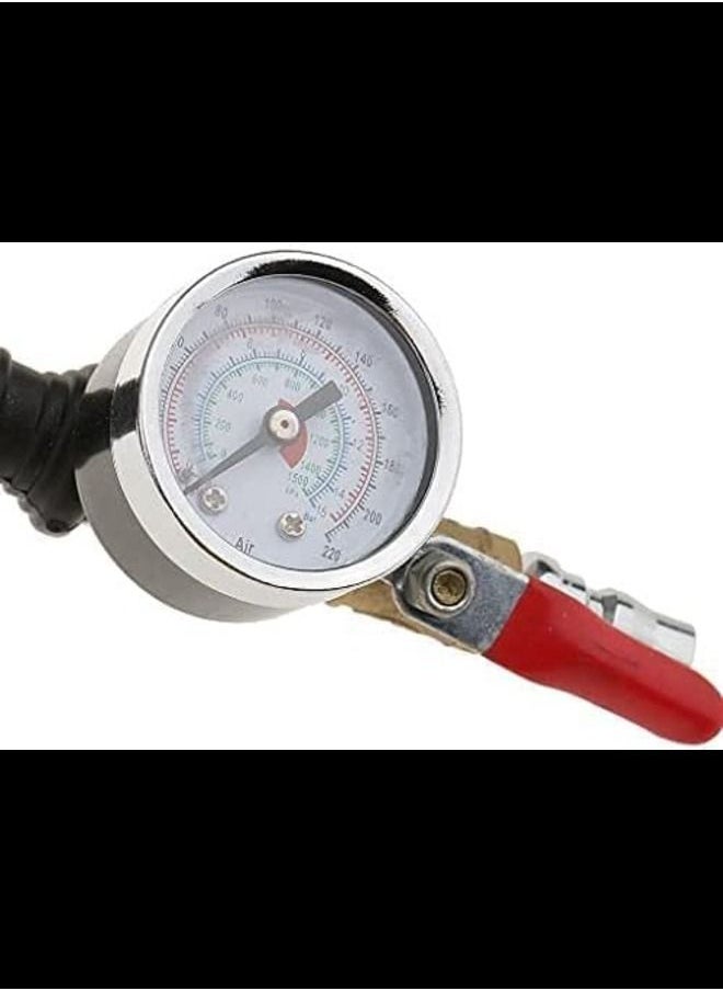 ABBASALI - Car Van Pressure Meter Air Inflator Dial Compressor Checker Tool & 10 Meter Spiral Hose - Image 1