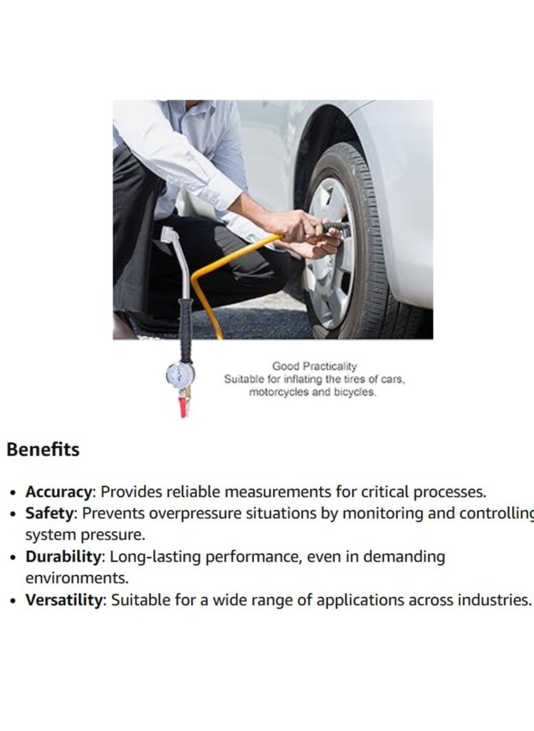 ABBASALI - Car Van Pressure Meter Air Inflator Dial Compressor Checker Tool & 10 Meter Spiral Hose - Image 1
