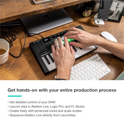 Novation Launchkey Mini 25 MK4 — Portable 25 Mini-Key, USB, MIDI Keyboard Controller with DAW Integration. Chord Mode, Scale Mode, Drum Pads, and Arpeggiator. Includes Music Creation Software Bundle - Image 2