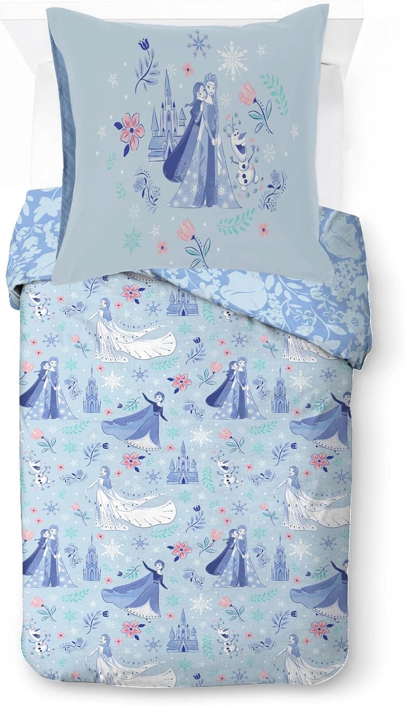 Jay Franco Kids Disney Frozen Bedding Set – Super Soft Bedding with Pillowcase, COVER ONLY, Duvet Not Included, Blue, 2-piece, Single Bed - Image 1