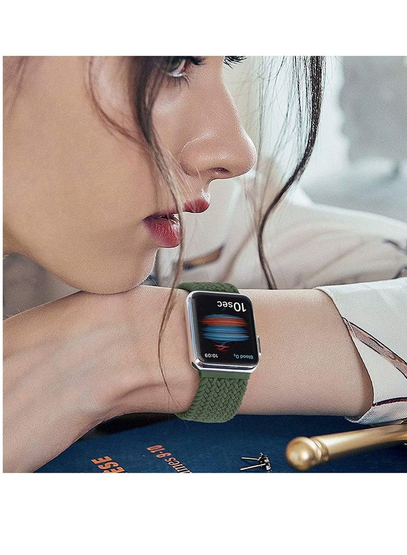 Captaintech Band for iWatch S7 Strap 38mm 40mm 41mm, No Clasps No Buckles Stretchable Braided Solo Loop Bands, Sport Elastics Replacement Wristband for iWatch Series 6/5/4/3,SE, Blue&Green, 2 PCS - Image 5