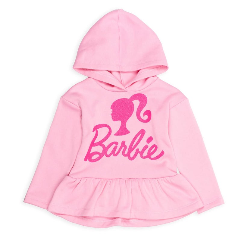 Barbie Little Girls Peplum Fleece Hoodie & Peplum Leggings Pink 6 - Image 3