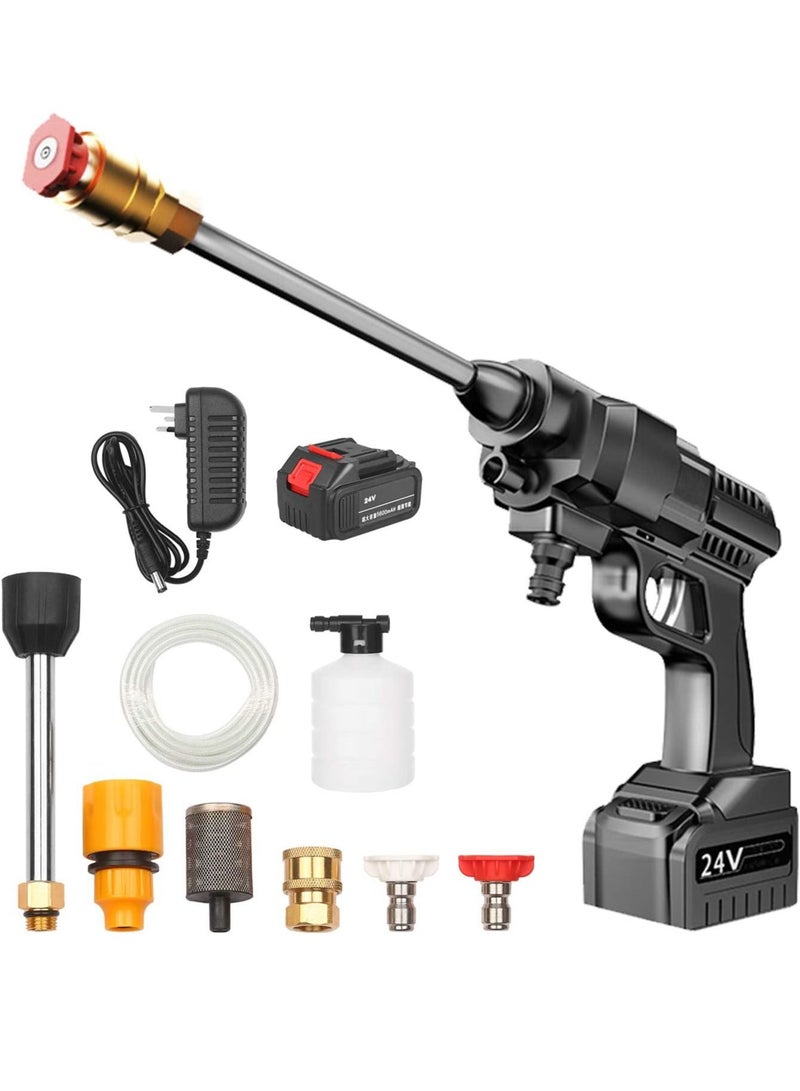 24V Cordless Portable Washer Electric High Pressure Cleaner Machine 200W 30Bar Lithium Handheld Car Cleaning Device With Foam Generator Nozzle Water Pump - Image 1