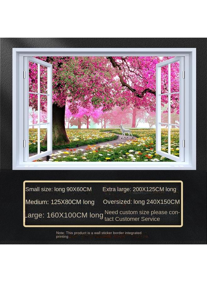 Bluejw Fake Window Self-adhesive 3D Wall Stickers Living Room Decorative Painting Bedroom Landscape Nature Waterproof Wall Stickers Wallpaper - Image 1