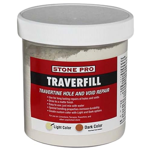 Stone Pro StonePro Traverfill - Travertine Repair - Fills Smalls pits, Holes & voids in Travertine & Limestone (Light 1 lb) - Image 1