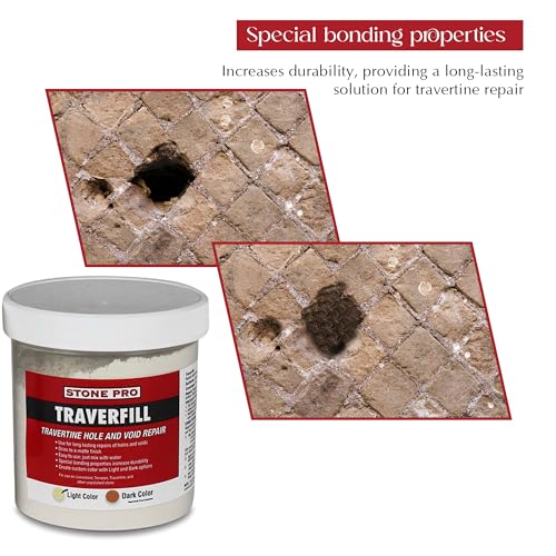 Stone Pro StonePro Traverfill - Travertine Repair - Fills Smalls pits, Holes & voids in Travertine & Limestone (Light 1 lb) - Image 4