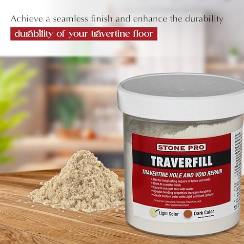 Stone Pro StonePro Traverfill - Travertine Repair - Fills Smalls pits, Holes & voids in Travertine & Limestone (Light 1 lb) - Image 2