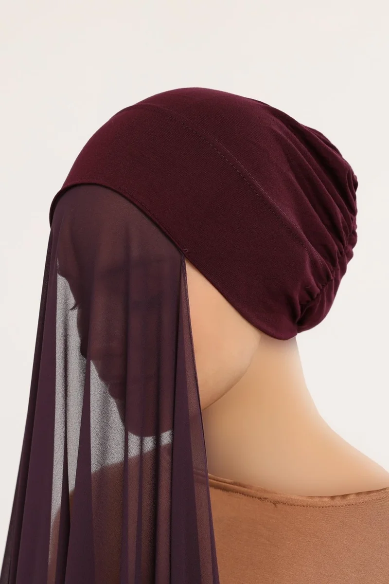 Altobeh Ready Practical Luxury Snap-on Elastic Bonnet Chiffon Shawl