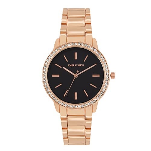 Joker & Witch Women Halo 38mm Black Dial 18mm Rose Gold Metal Alloy Watch - Image 1