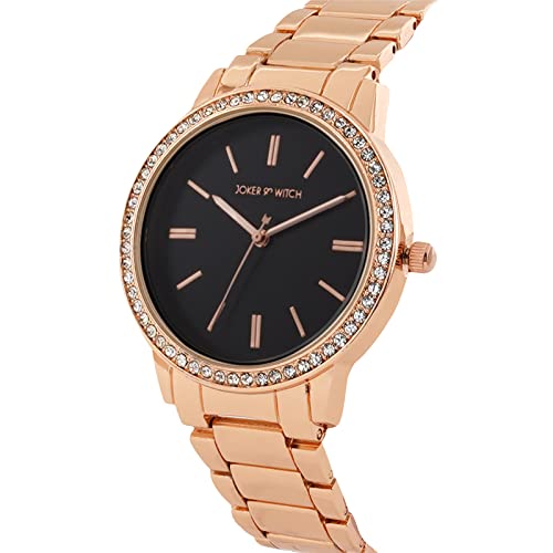 Joker & Witch Women Halo 38mm Black Dial 18mm Rose Gold Metal Alloy Watch - Image 2