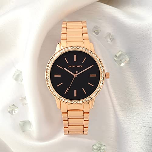 Joker & Witch Women Halo 38mm Black Dial 18mm Rose Gold Metal Alloy Watch - Image 5
