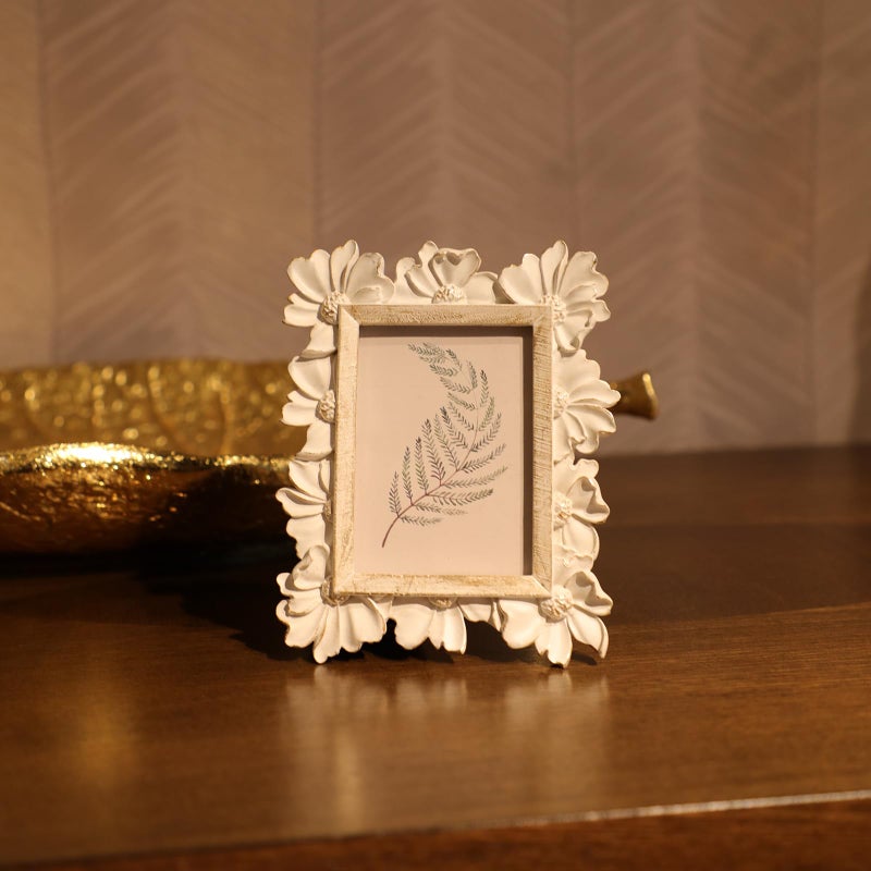 YULINK 2.5x3.5 Small Vintage Picture Frame  Tiny Antique White Ornate Photo Frame  for Tabletop and Wall Display  Decorative Floral Design Retro Home Decor  Old Fashioned Photo Gallery Art - Image 2