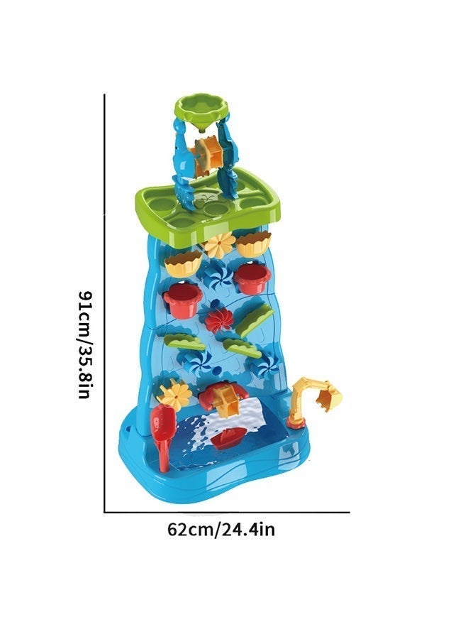 Water Table Toys for Toddlers, Double-Sided Waterfall Discovery Wall Sensory Water Play Table for Kids, 35PCS Outdoor Toddlers Activity Sand and Water Table for Boys and Girls Ages 4-6. - Image 2