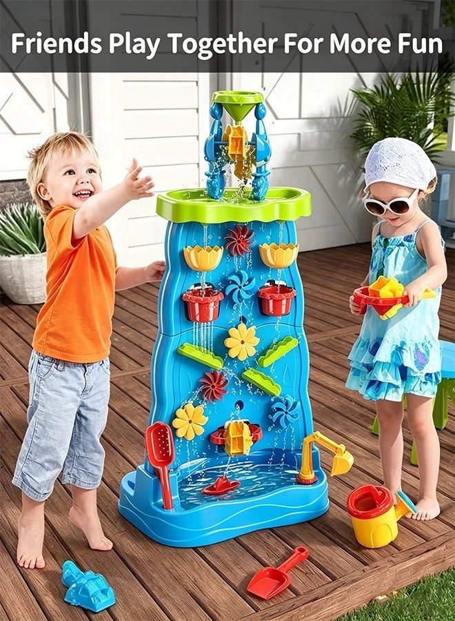 Water Table Toys for Toddlers, Double-Sided Waterfall Discovery Wall Sensory Water Play Table for Kids, 35PCS Outdoor Toddlers Activity Sand and Water Table for Boys and Girls Ages 4-6. - Image 5