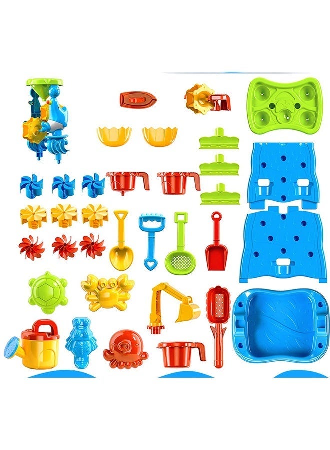 Water Table Toys for Toddlers, Double-Sided Waterfall Discovery Wall Sensory Water Play Table for Kids, 35PCS Outdoor Toddlers Activity Sand and Water Table for Boys and Girls Ages 4-6. - Image 4