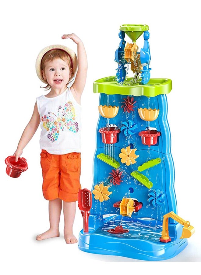 Water Table Toys for Toddlers, Double-Sided Waterfall Discovery Wall Sensory Water Play Table for Kids, 35PCS Outdoor Toddlers Activity Sand and Water Table for Boys and Girls Ages 4-6. - Image 3