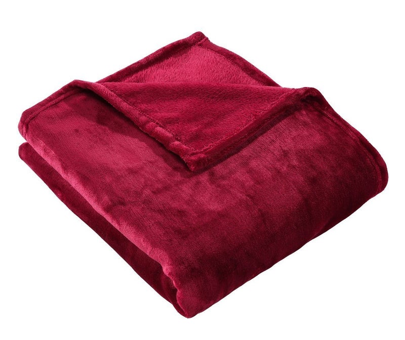 HYSEAS Flannel Fleece Throw Blanket Burgundy - Super Soft Plush Microfiber Solid Blanket for Couch  Bed  Chair  Sofa - Fuzzy Cozy Lightweight - 50x60 Inch
