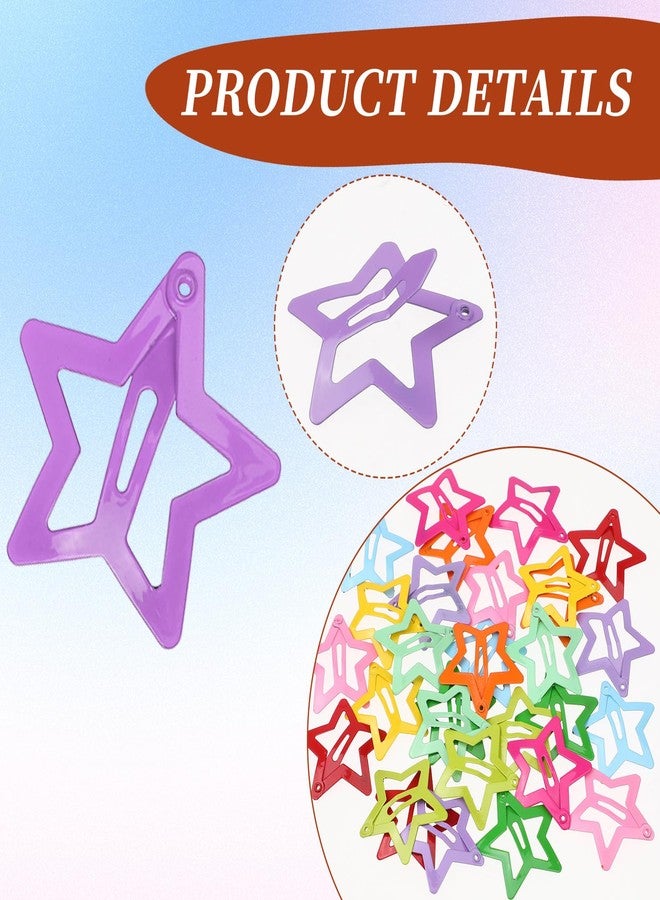 Hariendny 30 Pcs Colorful Snap Kawaii Hair Clips, Barrettes and Cute Hairpins for Girls - Non-Slip Star Hair Accessories - Image 3