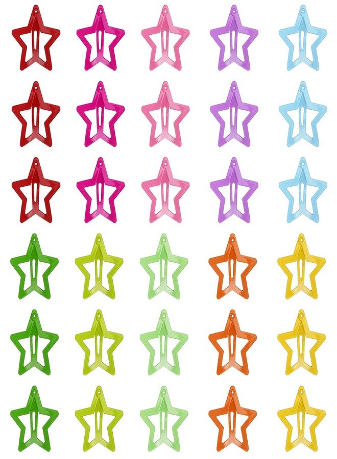 Hariendny 30 Pcs Colorful Snap Kawaii Hair Clips, Barrettes and Cute Hairpins for Girls - Non-Slip Star Hair Accessories - Image 1