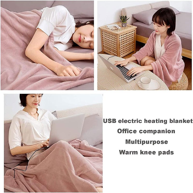 Cordless Blanket Heated Shawl Portable USB Lap Heating Flannel Throw Blanket, 140x80cm Heated Stadium Blanket Battery Operated for Travel - Image 5
