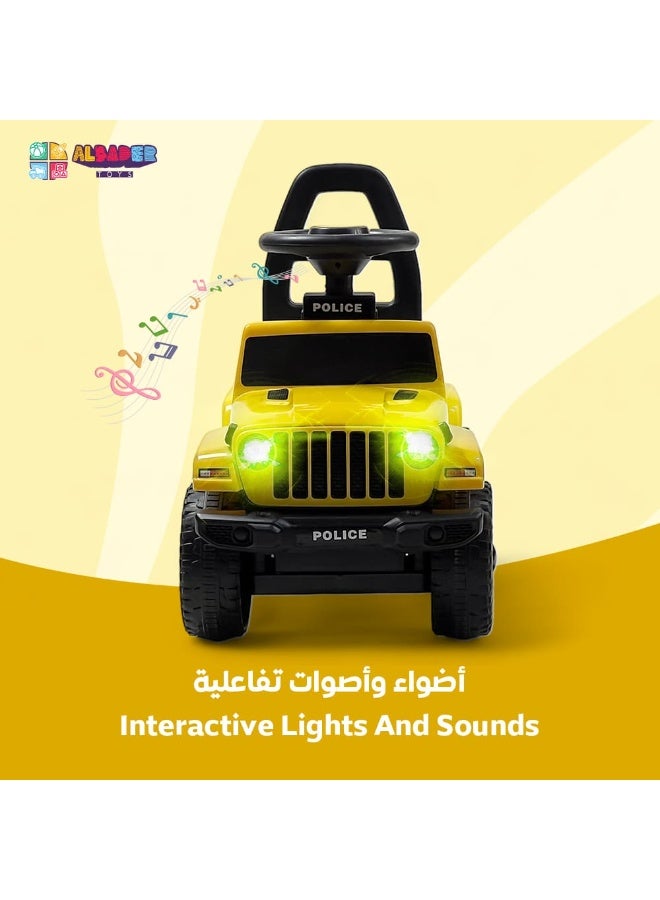 AL BADER Ride on Car for Kids, Ride on Kids Car with Music u0026 Lights, Kids Ride On Push Car Jeep, Push Car for Toddlers With Under Seat Storage, Kids Toy Car Suitable for Children, Yellow - Image 2