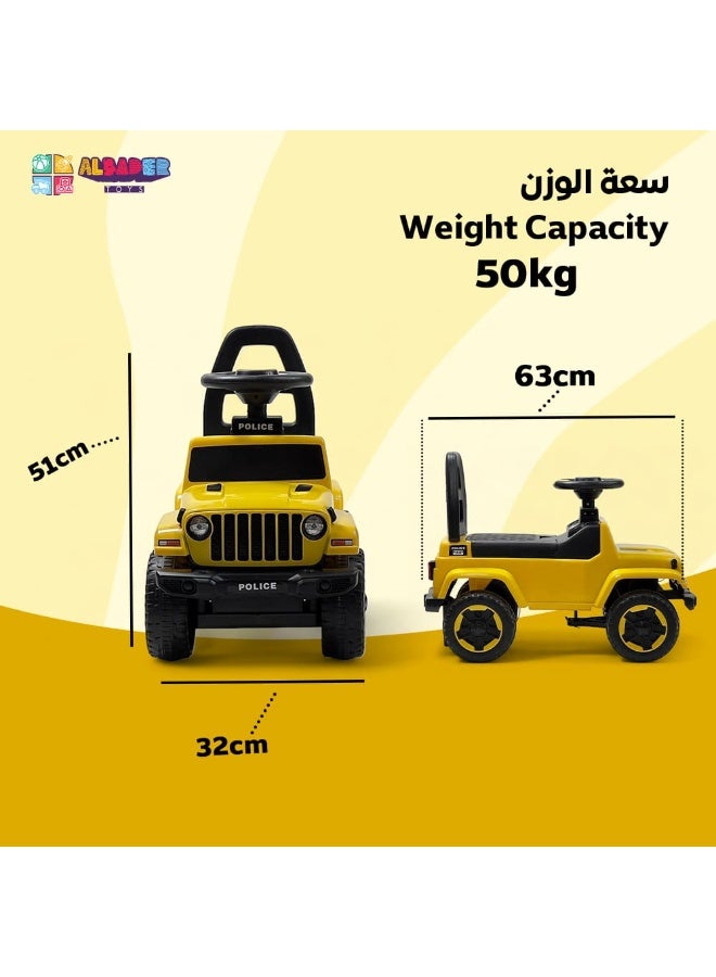 AL BADER Ride on Car for Kids, Ride on Kids Car with Music u0026 Lights, Kids Ride On Push Car Jeep, Push Car for Toddlers With Under Seat Storage, Kids Toy Car Suitable for Children, Yellow - Image 5