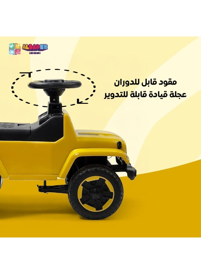 AL BADER Ride on Car for Kids, Ride on Kids Car with Music u0026 Lights, Kids Ride On Push Car Jeep, Push Car for Toddlers With Under Seat Storage, Kids Toy Car Suitable for Children, Yellow - Image 4
