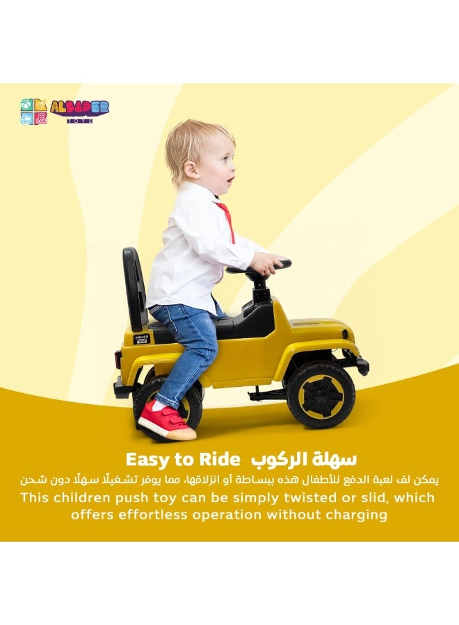 AL BADER Ride on Car for Kids, Ride on Kids Car with Music u0026 Lights, Kids Ride On Push Car Jeep, Push Car for Toddlers With Under Seat Storage, Kids Toy Car Suitable for Children, Yellow - Image 3