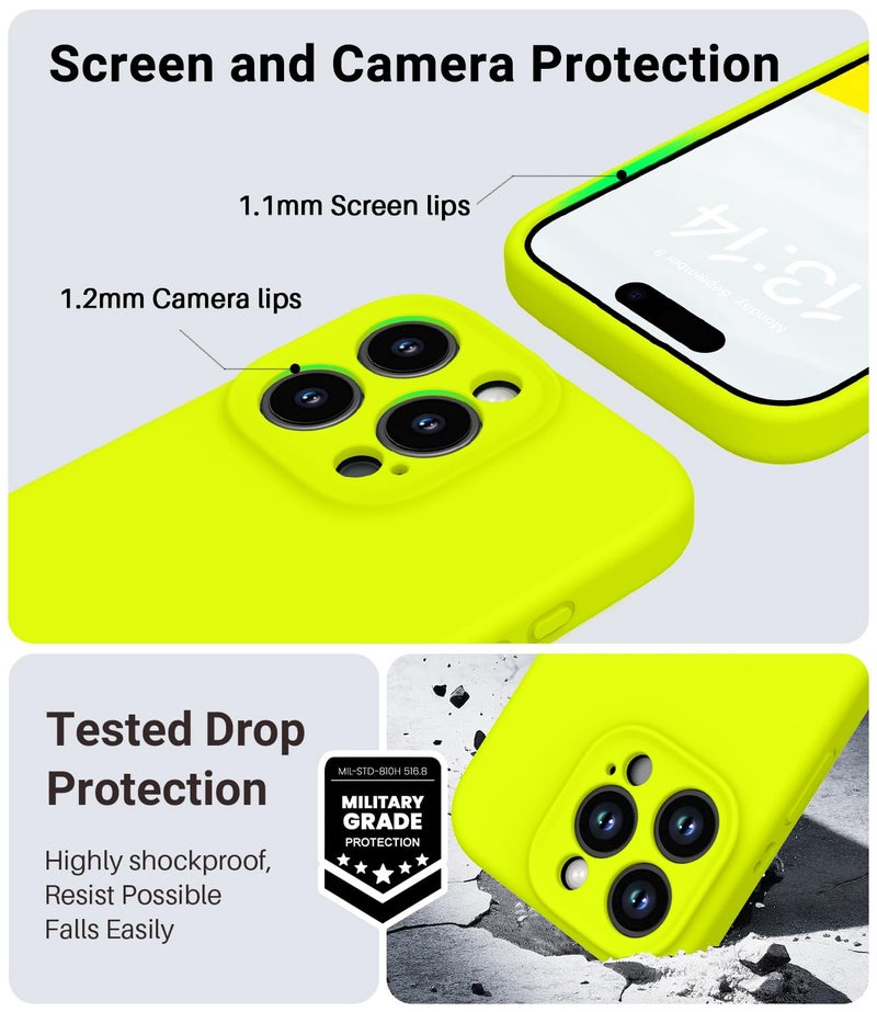 OTOFLY Magnetic for iPhone 16 Pro Max Case,Compatible with Magsafe,Classic Liquid Silicone Mobile Phone Case,Integrated Camera Control Button,Anti-Scratch Microfiber Lining, Neon Yellow - Image 4