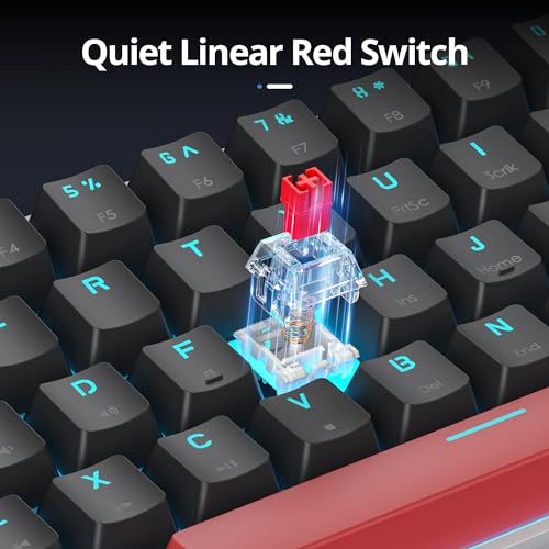 surmen 60% Mechanical Gaming Keyboard with Linear Red Switch, Wired Mini Compact Keyboard 60 Percent Backlit for Laptop Desktop PC Gamers （61 Black-Ice Blue） - Image 2