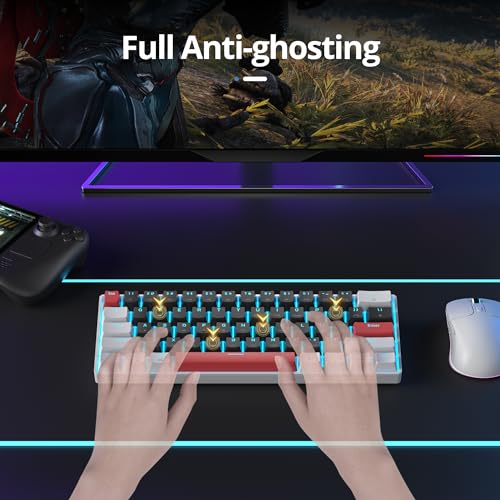 surmen 60% Mechanical Gaming Keyboard with Linear Red Switch, Wired Mini Compact Keyboard 60 Percent Backlit for Laptop Desktop PC Gamers （61 Black-Ice Blue） - Image 5