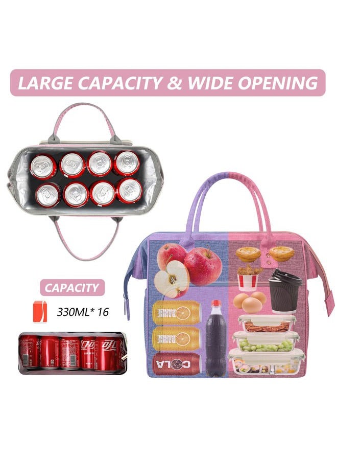 IDEATECH Insulated Lunch Bag, Reusable Lunch Bags for Women, Pink Cute Lunch Cooler Bag, Leak Proof Tote Bag with Adjustable Shoulder Strap for Women Work, Office, Picnic, Beach(Pink) - Image 3