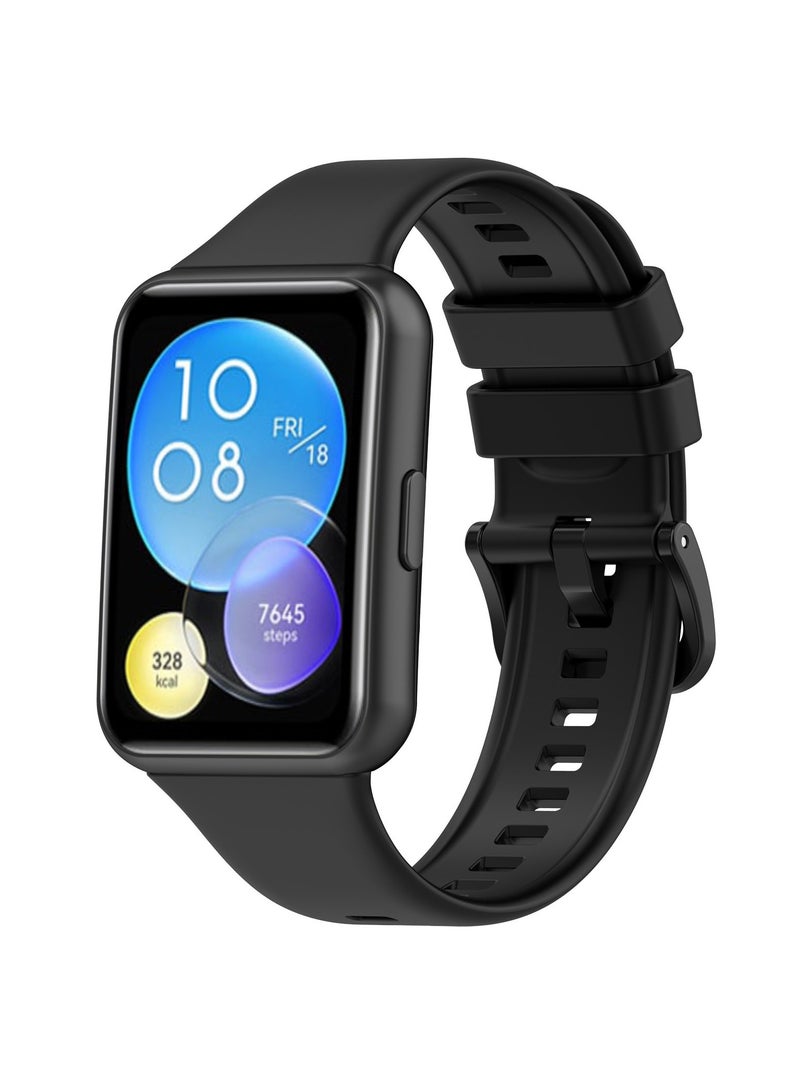 Straps Compatible with Huawei Fit 2 Soft TPU Band for Men and Women,Black  - Image 1