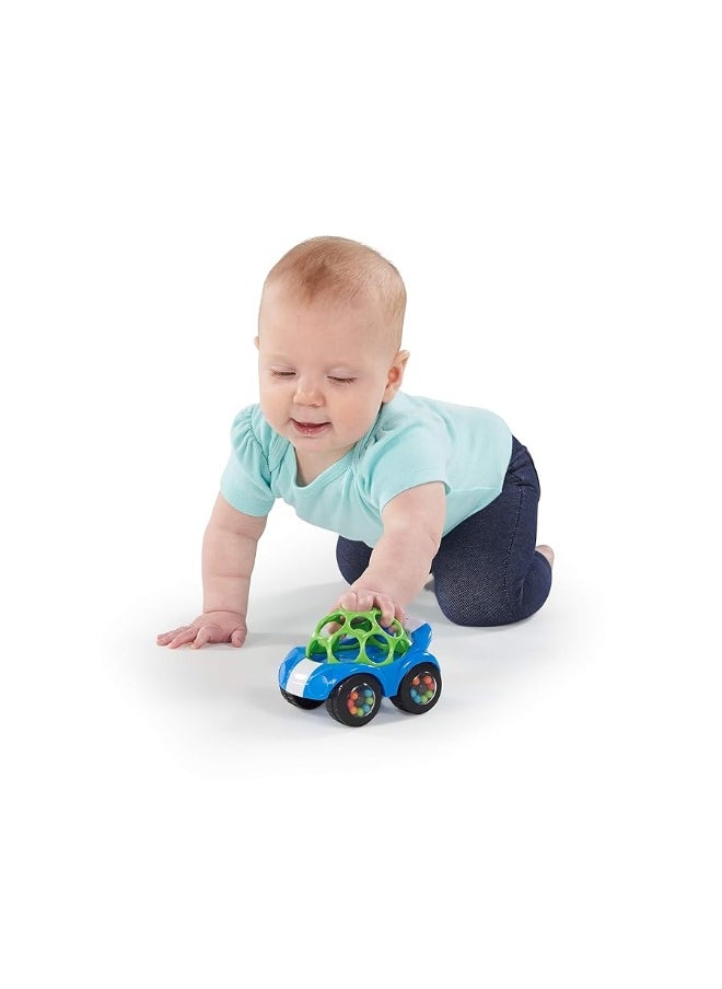 Bright Starts - Bright Starts Oball Easy Grasp Rattle & Roll Toy Sports Car BPA-Free Infant Crawling Toy, 1 Pack, Age 3 Months and up, Blue/Green - Image 1