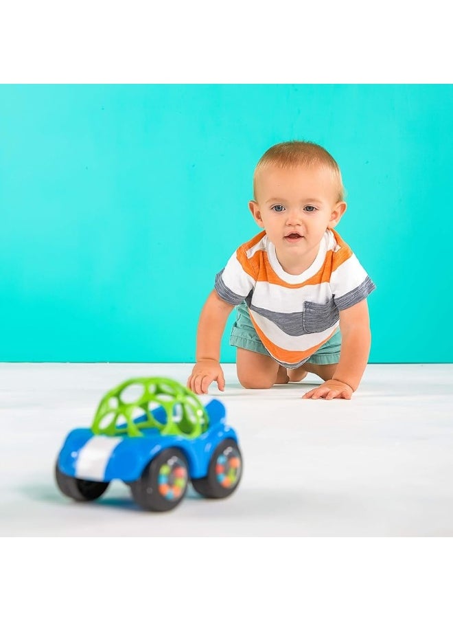 Bright Starts - Bright Starts Oball Easy Grasp Rattle & Roll Toy Sports Car BPA-Free Infant Crawling Toy, 1 Pack, Age 3 Months and up, Blue/Green - Image 1