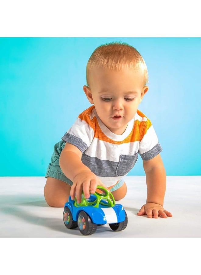 Bright Starts - Bright Starts Oball Easy Grasp Rattle & Roll Toy Sports Car BPA-Free Infant Crawling Toy, 1 Pack, Age 3 Months and up, Blue/Green - Image 1