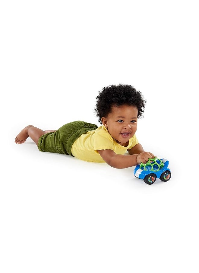 Bright Starts - Bright Starts Oball Easy Grasp Rattle & Roll Toy Sports Car BPA-Free Infant Crawling Toy, 1 Pack, Age 3 Months and up, Blue/Green - Image 1